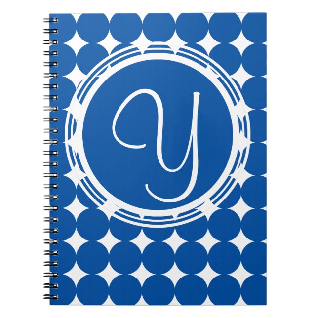 Blue Polka Dot Monogram Notebook (Front)