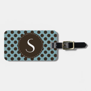 Blue Polka Dot Monogram Personalised Luggage Tag