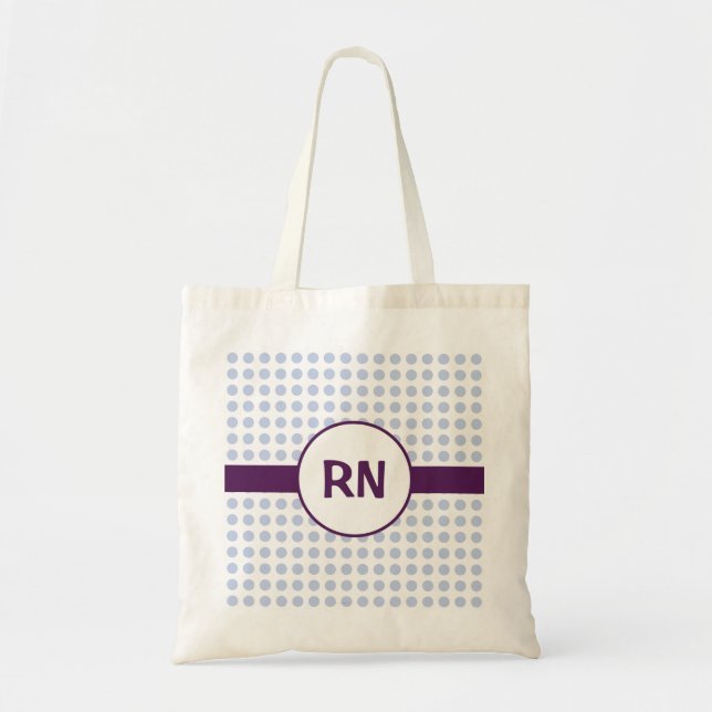 Blue Polka Dot Monogram Tote Bag (Front)