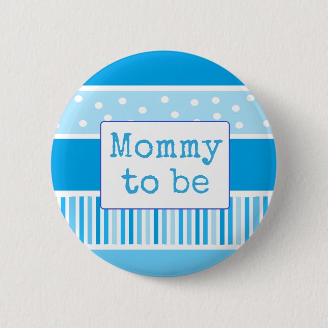 Blue Polka Dot Mummy too be Baby Shower Button (Front)