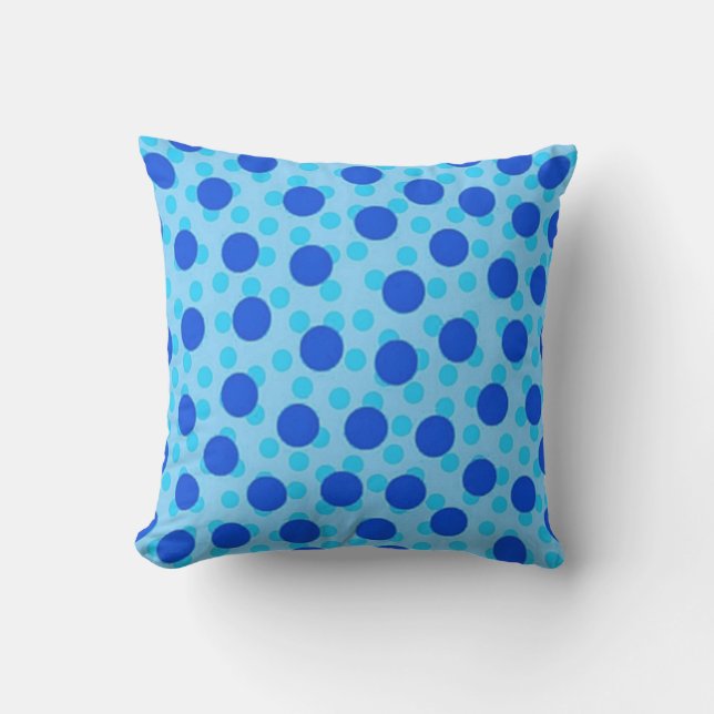 Blue Polka Dot Pattern Cushion (Front)