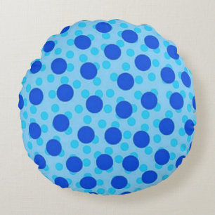 Blue Polka Dot Pattern Round Cushion