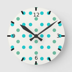 Blue Polka Dot Retro Design Round Clock
