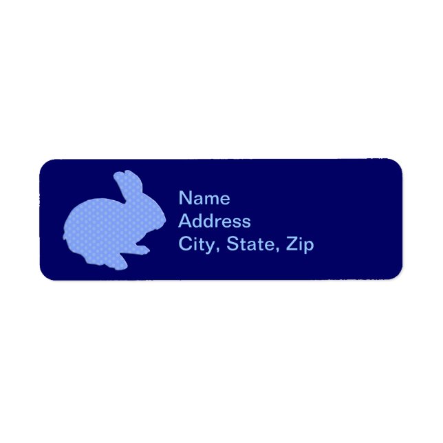 Blue Polka Dot Silhouette Bunny Address Labels (Front)