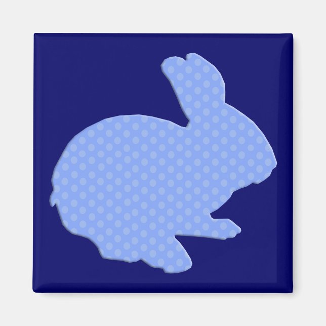 Blue Polka Dot Silhouette Easter Bunny Magnet (Front)