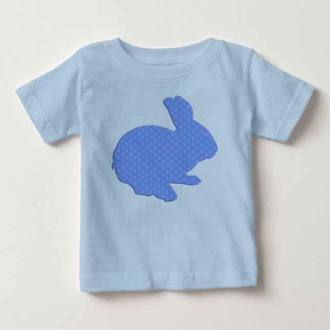 Blue Polka Dot Silhouette Easter Bunny Shirt (Front)