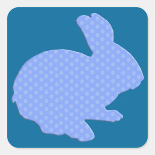 Blue Polka Dot Silhouette Easter Bunny Stickers