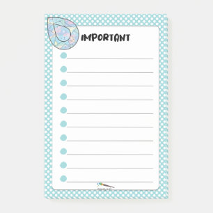 Blue Polka Dot Teardrop Diamond IMPORTANT Post-it Notes