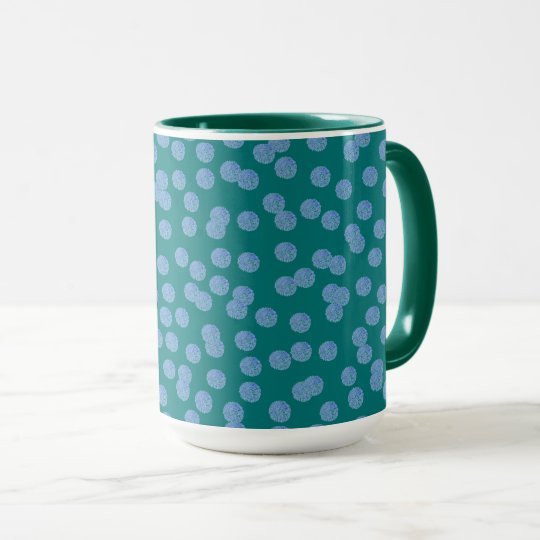 Blue Polka Dots 15 oz Ringer Mug