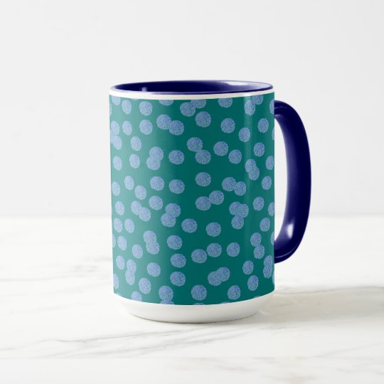 Blue Polka Dots 15 oz Ringer Mug