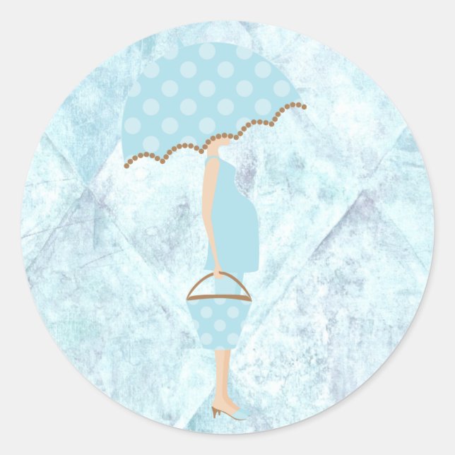 Blue Polka Dots Baby Shower Stickers (Front)