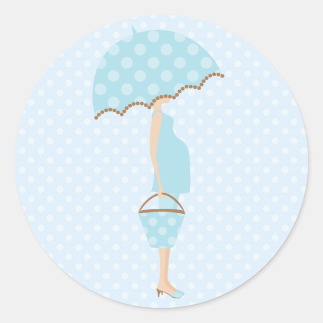 Blue Polka Dots Baby Shower Stickers (Front)