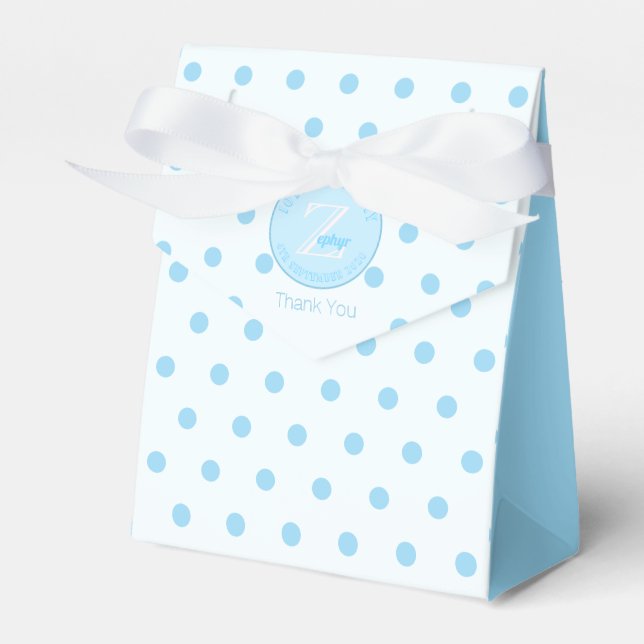 Blue Polka Dots Bluish White Favour Box (Front Side)