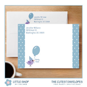 Blue Polka Dots Boy’s Birthday Party Envelope