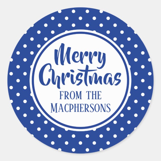 Blue Polka Dots Christmas Stickers (Front)