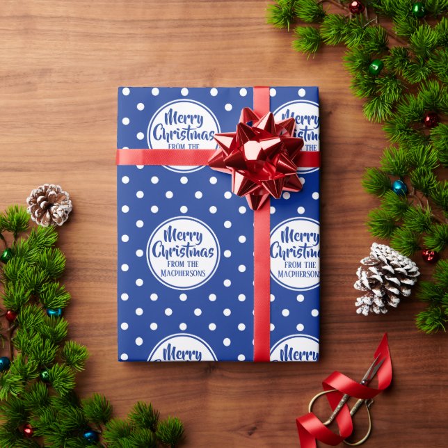 Blue Polka Dots Christmas Wrapping Paper (Holiday Gift)