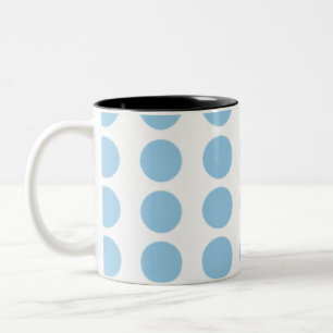 Blue Polka Dots Design Two-Tone Coffee Mug