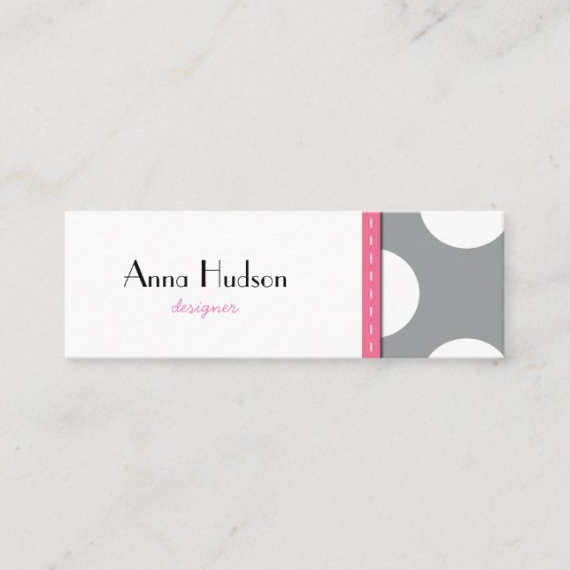 Blue Polka Dots, Grey Polka Dots, Dotted Pattern Mini Business Card (Front)