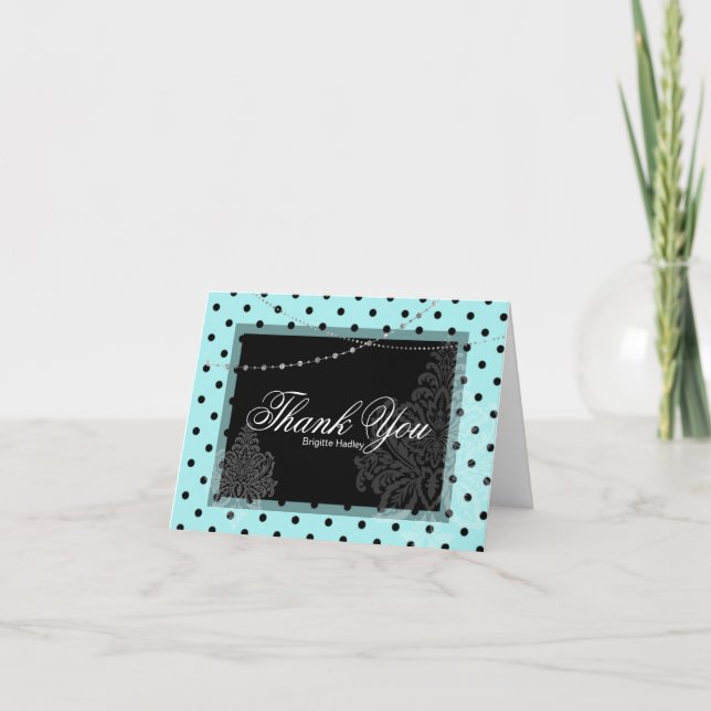 Blue  polka dots  holiday card (Front)
