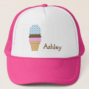 Blue Polka Dots; Ice Cream Cone Trucker Hat
