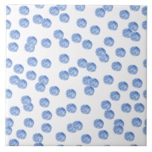 Blue Polka Dots Large Ceramic Tile