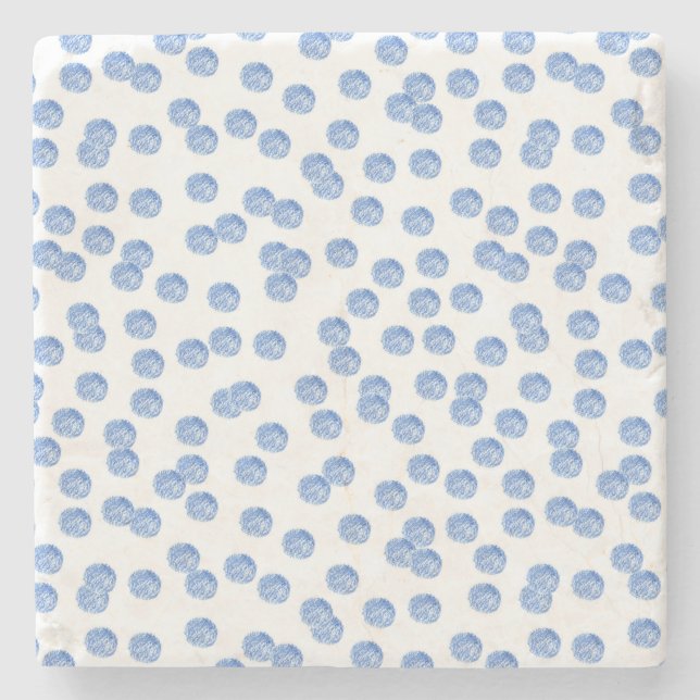 Blue Polka Dots Marble Stone Coaster (Front)