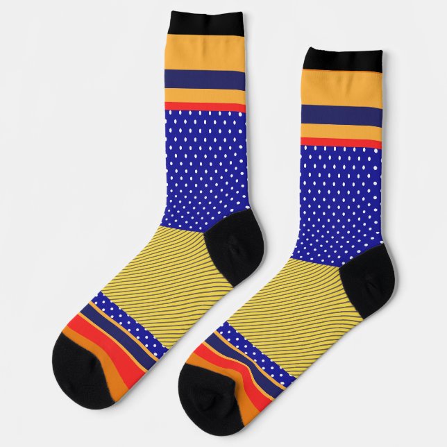 Blue Polka Dots + More Stripes  Socks (Left)