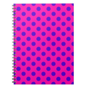 Blue polka dots on fuchsia notebook