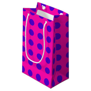 Blue polka dots on fuchsia small gift bag