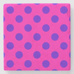 Blue polka dots on fuchsia stone coaster