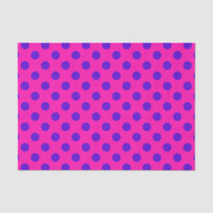 Blue polka dots on fuchsia tissue paper