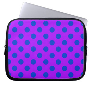 Blue polka dots on purple laptop sleeve