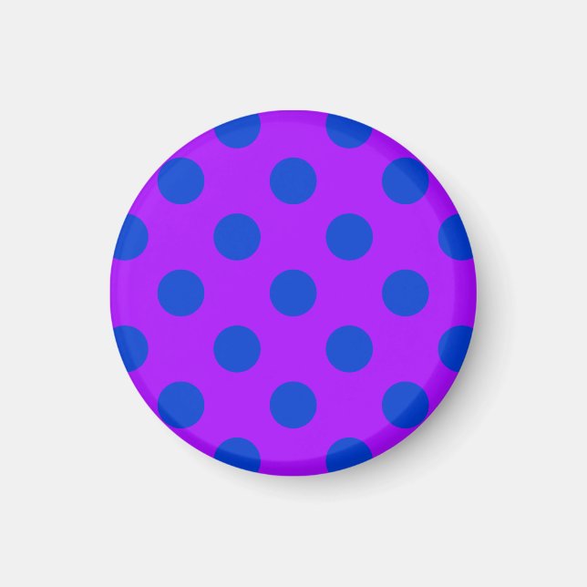 Blue polka dots on purple magnet (Front)