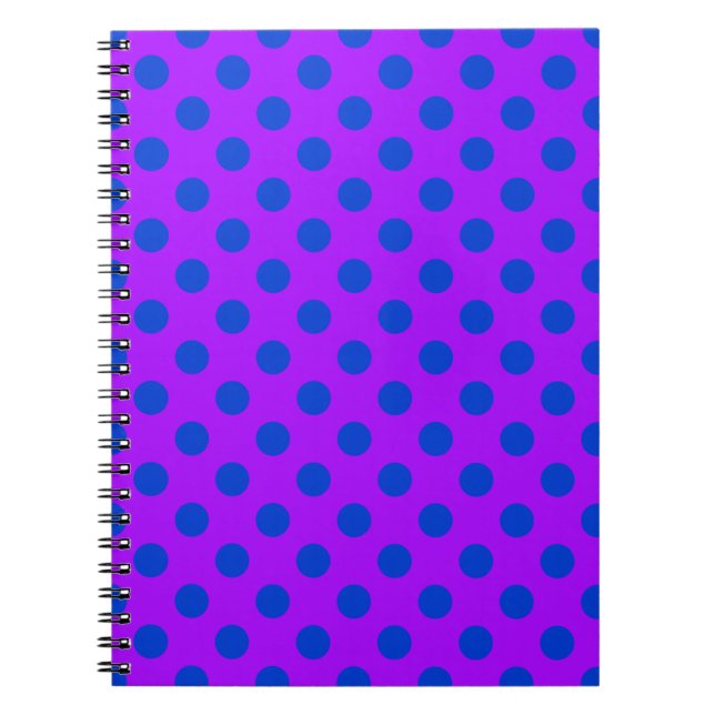 Blue polka dots on purple notebook (Front)