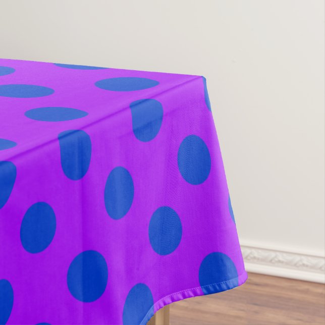 Blue polka dots on purple tablecloth (In Situ)