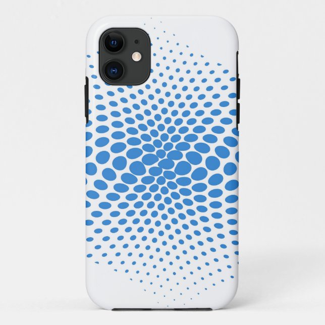 Blue Polka Dots on White Case-Mate iPhone Case (Back)