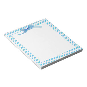 Blue Polka Dots on White Notepad