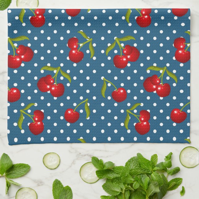Blue Polka Dots Pattern Dot Pattern Illustrator Po Tea Towel (Folded)