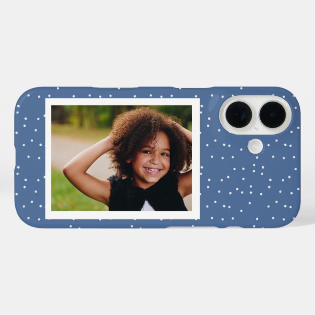 Blue Polka Dots Personalised Photo Case-Mate iPhone Case (Back (Horizontal))