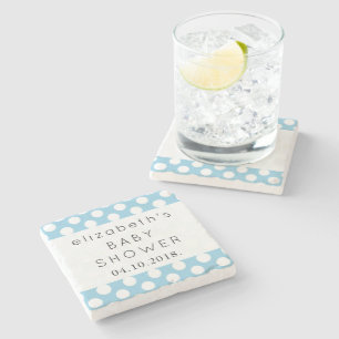 Blue Polka Dots, Polka Dot Pattern, Baby Shower Stone Coaster