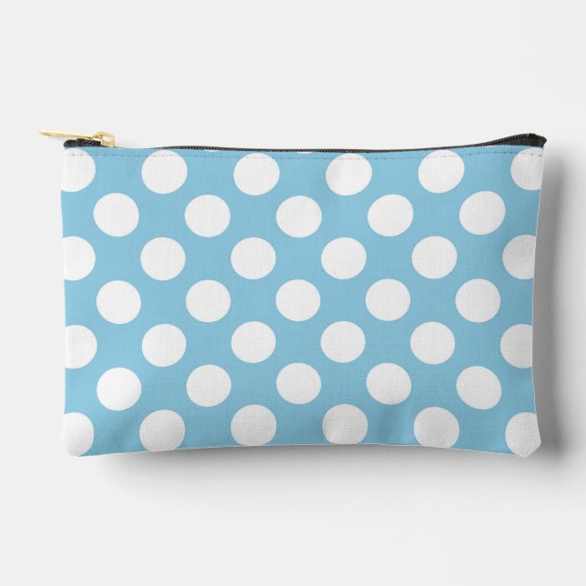 Blue Polka Dots, Polka Dot Pattern, Dots, Dotted Accessory Pouch (Front)
