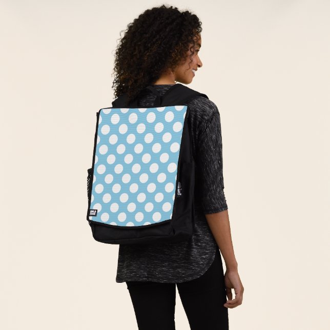 Blue Polka Dots, Polka Dot Pattern, Dots, Dotted Backpack (Worn)
