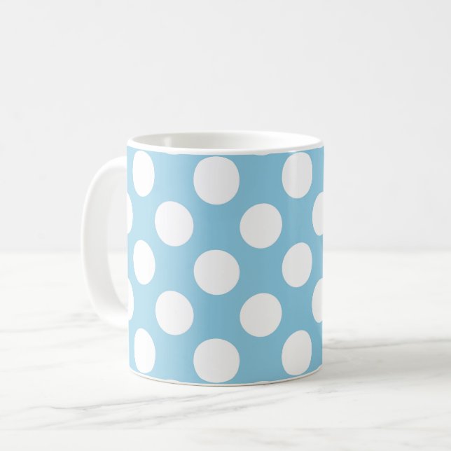 Blue Polka Dots, Polka Dot Pattern, Dots, Dotted Coffee Mug (Front Left)