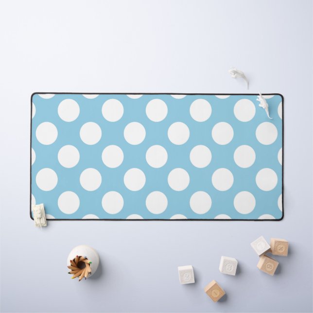 Blue Polka Dots, Polka Dot Pattern, Dots, Dotted Desk Mat (Kids Table)