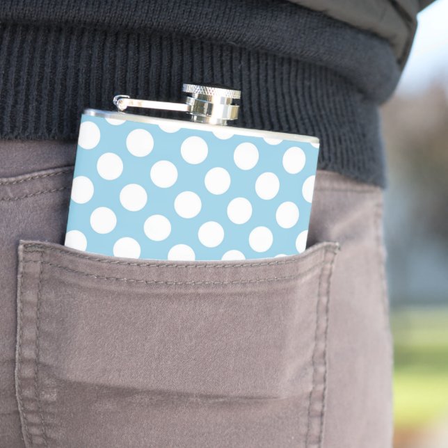 Blue Polka Dots, Polka Dot Pattern, Dots, Dotted Hip Flask (In Situ)