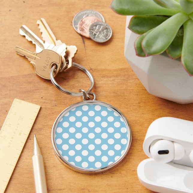 Blue Polka Dots, Polka Dot Pattern, Dots, Dotted Key Ring (Desk)