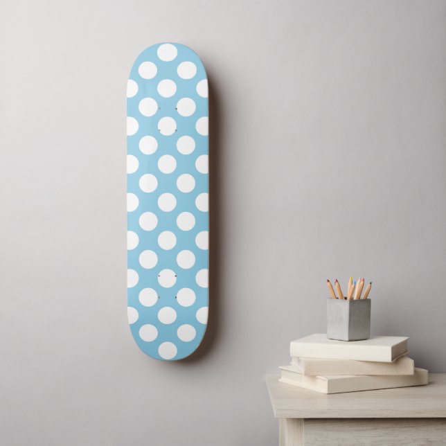 Blue Polka Dots, Polka Dot Pattern, Dots, Dotted Skateboard (Wall Art)