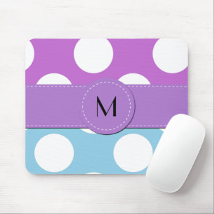 Blue Polka Dots, Purple Polka Dots, Dots, Monogram Mouse Mat
