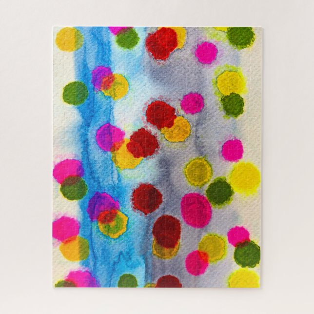 Blue polka dots watercolor abstract jigsaw puzzle (Vertical)