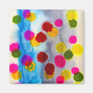 Blue polka dots watercolor abstract magnet